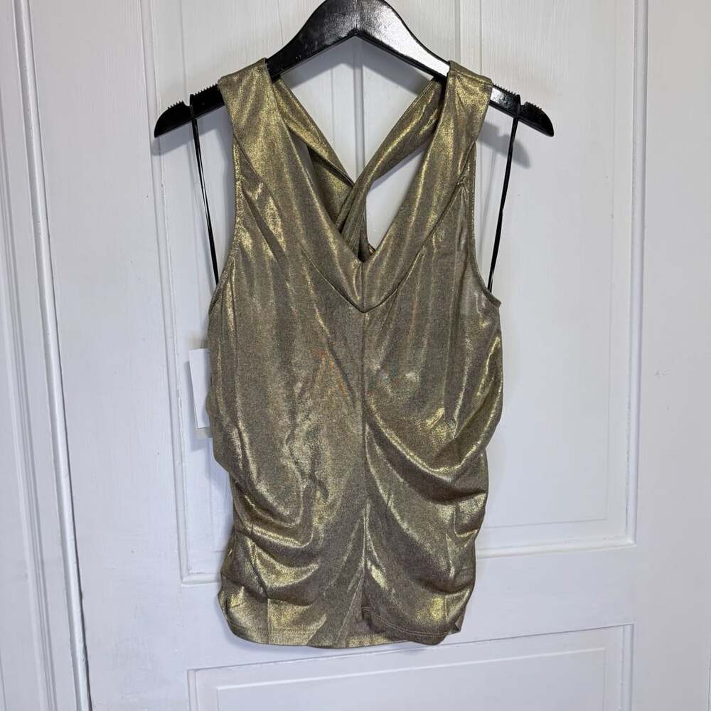 Robert Rodriguez Incense Heather Gold Metallic Ondean Halter Top L